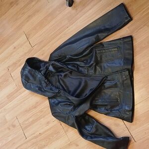 EUC Jacqueline Ferrar Black Leather Jacket Size Large